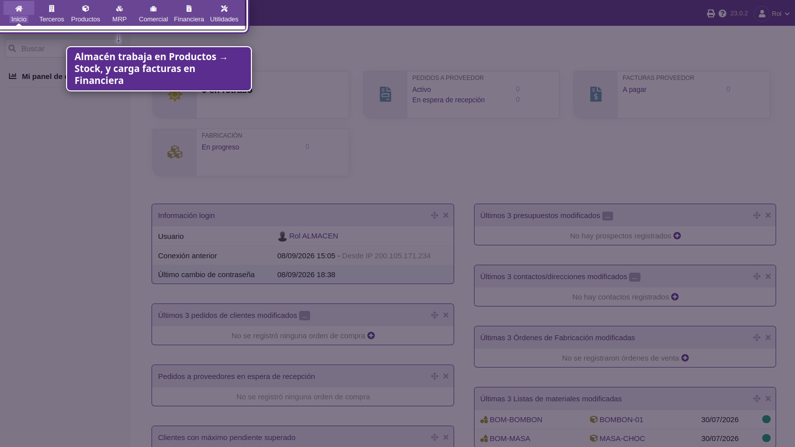 El sistema como lo ve almacén